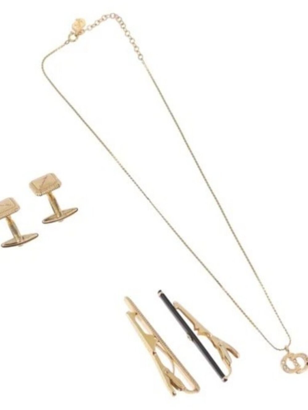 Christian Dior Necklace metal 4 Set Gold Tone Auth BA13645